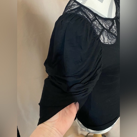 BCBGMaxAzria Small Black Lace Detail Top - Picture 3 of 8